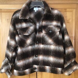 Brown Plaid Women's shirt Jacket